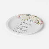 Roze bloemen, witte bloemen, Boho, Vrijgezellenfee Papieren Bordje (Gekanteld)