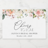 Roze bloemen, witte bloemen, Boho, Vrijgezellenfee Sparkling Wijnetiket (Enkel label)