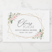 Roze bloemen, witte bloemen, Boho, Vrijgezellenfee Sparkling Wijnetiket (Enkel label)