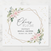 Roze bloemen, witte bloemen, Boho, Vrijgezellenfee Sparkling Wijnetiket (Enkel label)