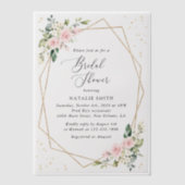 Roze bloemen, witte bloemen, Boho, Vrijgezellenfee Vellum Uitnodigingen (Voorkant)