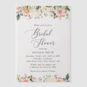 Roze bloemen, witte bloemen, Boho, Vrijgezellenfee Vellum Uitnodigingen (Voorkant)