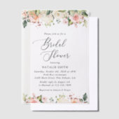 Roze bloemen, witte bloemen, Boho, Vrijgezellenfee Vellum Uitnodigingen (Offset)