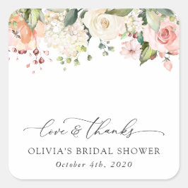 Roze bloemen, witte bloemen, Boho, Vrijgezellenfee Vierkante Sticker