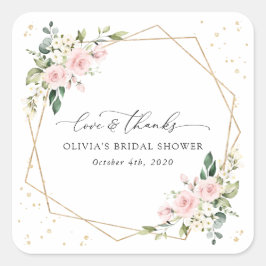 Roze bloemen, witte bloemen, Boho, Vrijgezellenfee Vierkante Sticker