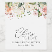 Roze bloemen, witte bloemen, Boho, Vrijgezellenfee Wijn Etiket (Enkel label)