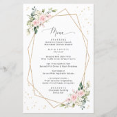 Roze bloemen, Witte bloemen, Boho, WeddenMenu (Voorkant)