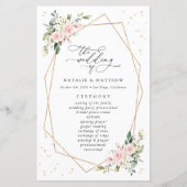 Roze bloemen, Witte bloemen, Boho, Weddenprogramma (Voorkant)