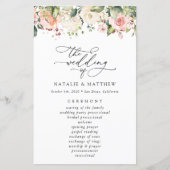 Roze bloemen, Witte bloemen, Boho, Weddenprogramma (Voorkant)