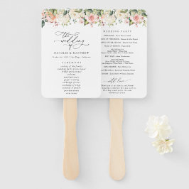 Roze bloemen, Witte bloemen, Boho, Weddenprogramma Handwaaier