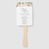 Roze bloemen, Witte bloemen, Boho, Weddenprogramma Handwaaier (Voorkant)