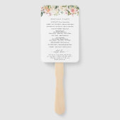 Roze bloemen, Witte bloemen, Boho, Weddenprogramma Handwaaier (Achterkant)