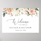 Roze bloemen, Witte bloemen, Boho, Weddenschap Poster (Voorkant)