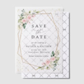 Roze bloemen, witte bloemen, bruiloft save the dat vellum uitnodigingen (Offset (Uitnodiging))