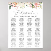 Roze Bloemen, Witte Bloemen, Bruiloft Zitkaarten Poster (Voorkant)