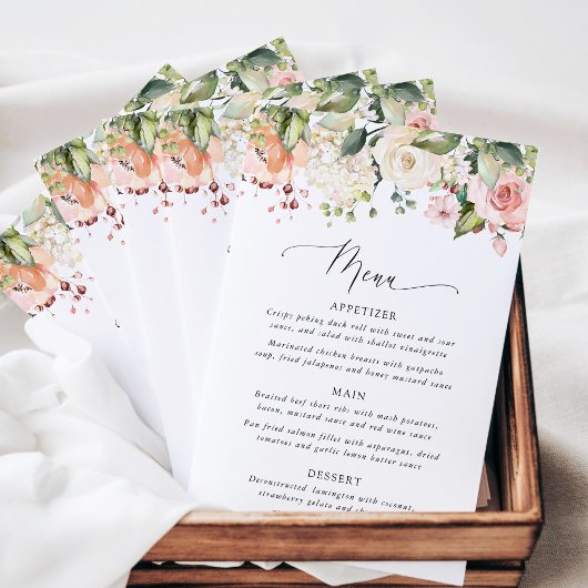 Roze Bloemen, Witte Bloemen, Bruiloftsfeest Menu