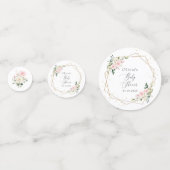 Roze bloemen, witte bloemen, groen, Baby shower Confetti (Achterkanten)