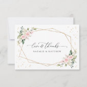 Roze bloemen, witte bloemen, groen, bruiloft bedankkaart (Voorkant)