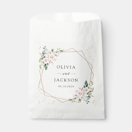 Roze bloemen, witte bloemen, groen, bruiloft bedankzakje (Voorkant)