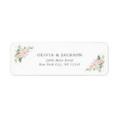 Roze bloemen, witte bloemen, groen, bruiloft etiket (Voorkant)