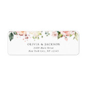 Roze bloemen, witte bloemen, groen, bruiloft etiket (Voorkant)