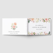 Roze bloemen, witte bloemen, groen, bruiloft gastenboek