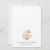 Roze bloemen, witte bloemen, groen, bruiloft save the date (Achterkant)