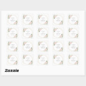 Roze bloemen, witte bloemen, groen, bruiloft vierkante sticker (Vel)