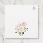Roze bloemen, witte bloemen, groen, verjaardag bedankjes labels (Achterkant)