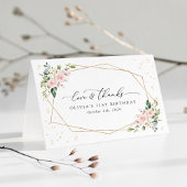 Roze bloemen, witte bloemen, groen, verjaardag bedankkaart