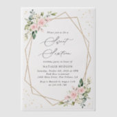 Roze bloemen, witte bloemen, groen, zoet 16 vellum uitnodigingen (Voorkant)