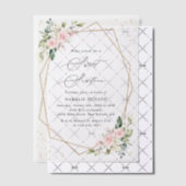 Roze bloemen, witte bloemen, groen, zoet 16 vellum uitnodigingen (Offset (Uitnodiging))