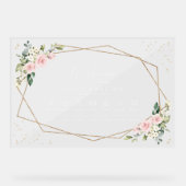 Roze Bloemen, Witte Bloemen, Huwelijkstijdlijn Acryl Bord (Voorkant)