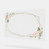 Roze Bloemen, Witte Bloemen, Huwelijkstijdlijn Acryl Bord (Hoek)