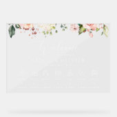 Roze Bloemen, Witte Bloemen, Huwelijkstijdlijn Acryl Bord (Voorkant)