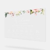 Roze Bloemen, Witte Bloemen, Huwelijkstijdlijn Acryl Bord (Hoek)