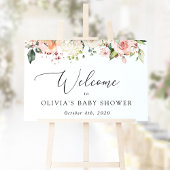 Roze bloemen, Witte bloemen, welkom Baby shower Poster