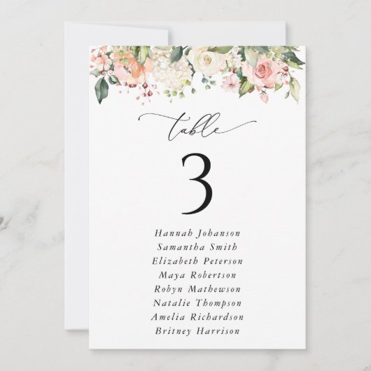 Roze Bloemen, Witte Kaarten, Zitkaarten (Voorkant)