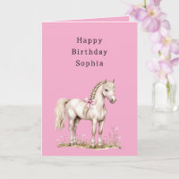 Roze Bloemen Witte Paard Cowgirl Verjaardag