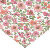 Roze Bloemen Witte Tafelloper (Hoek)