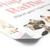Roze Bloemen Woodland Dieren Luier Raffle Poster (Hoek)