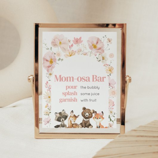 Roze Bloemen Woodland Dieren Mom-Osa Bar Poster