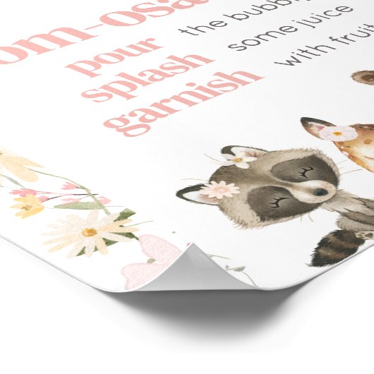 Roze Bloemen Woodland Dieren Mom-Osa Bar Poster (Hoek)