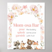 Roze Bloemen Woodland Dieren Mom-Osa Bar Poster (Voorkant)