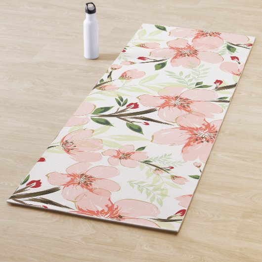 Roze bloemen yogamat (In situ)