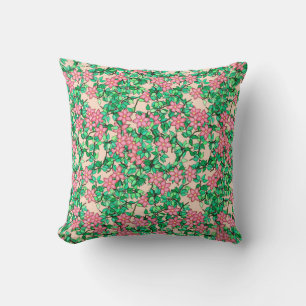 Roze bloemen, zachte koraalachtergrond kussen