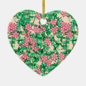Roze bloemen, zachte perzikachtergrond keramisch ornament (Voorkant)
