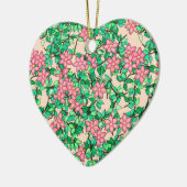 Roze bloemen, zachte perzikachtergrond keramisch ornament (Links)