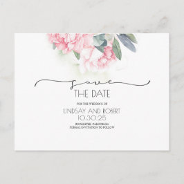 Roze Bloemen Zachte  Save the Date Aankondigingskaart
