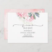Roze Bloemen Zachte  Save the Date Aankondigingskaart (Voorkant / Achterkant)